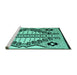 Sideview of Machine Washable Abstract Turquoise Modern Area Rugs, wshabs4997turq