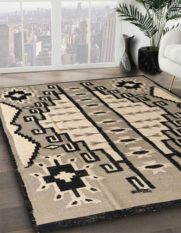 Machine Washable Abstract Dark Brown Rug in a Family Room, wshabs4997
