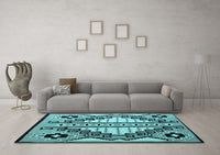 Machine Washable Abstract Light Blue Modern Rug, wshabs4997lblu