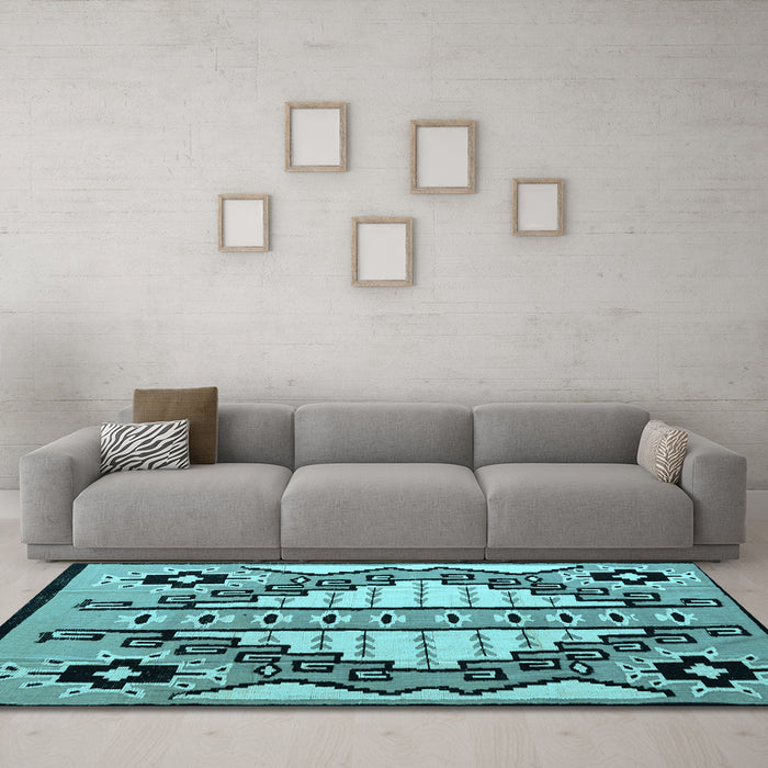 Machine Washable Abstract Light Blue Modern Rug in a Living Room, wshabs4997lblu