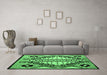 Machine Washable Abstract Emerald Green Modern Area Rugs in a Living Room,, wshabs4997emgrn