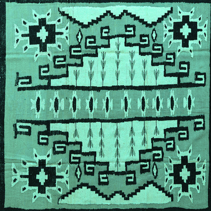 Square Abstract Turquoise Modern Rug, abs4997turq