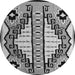 Round Machine Washable Abstract Gray Modern Rug, wshabs4997gry