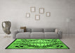 Machine Washable Abstract Green Modern Area Rugs in a Living Room,, wshabs4997grn