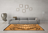 Machine Washable Abstract Orange Modern Rug, wshabs4997org