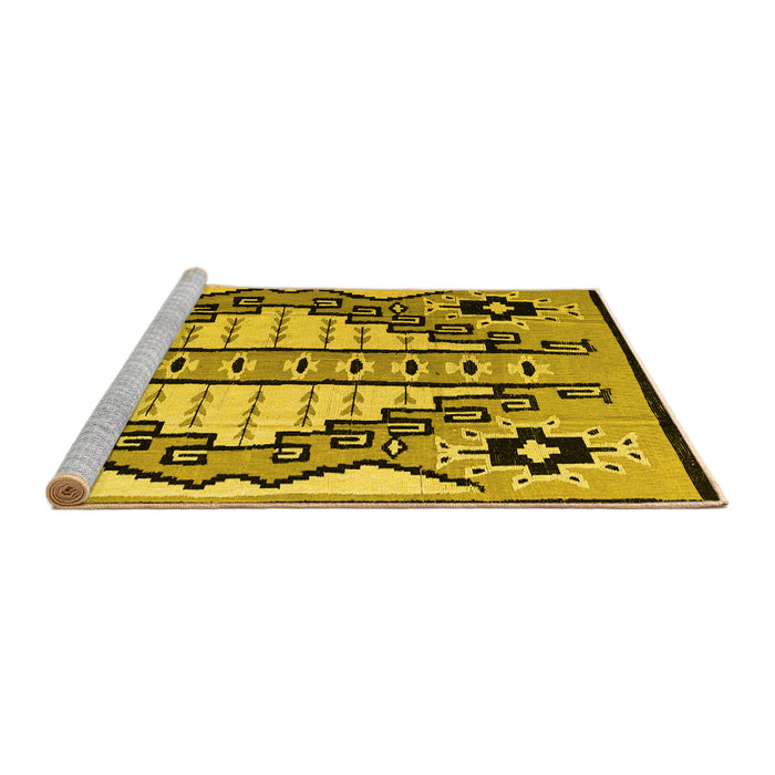 Sideview of Machine Washable Abstract Yellow Modern Rug, wshabs4997yw