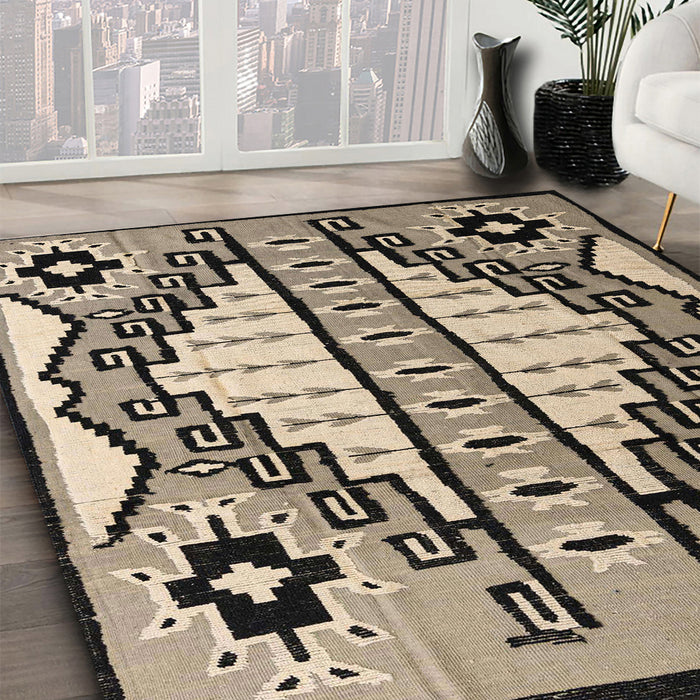 Abstract Dark Brown Modern Rug in Family Room, abs4997