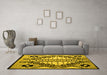 Machine Washable Abstract Yellow Modern Rug in a Living Room, wshabs4997yw