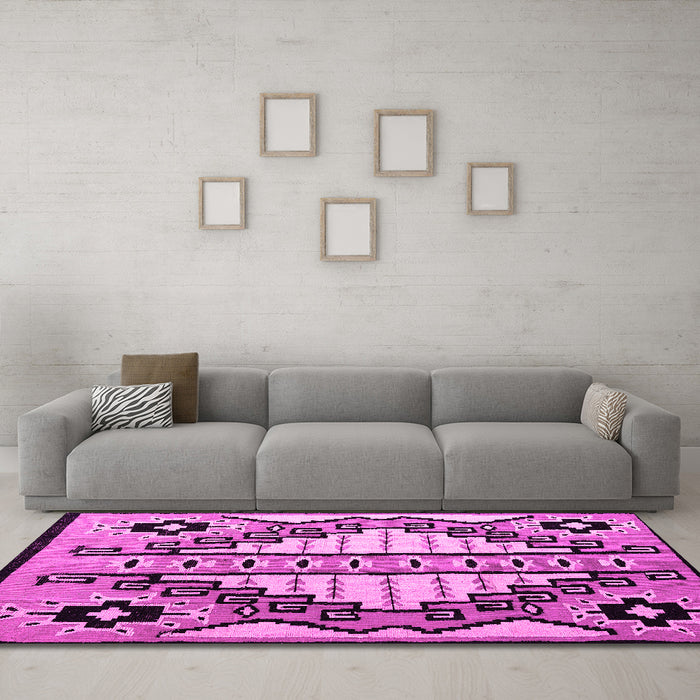 Machine Washable Abstract Pink Modern Rug in a Living Room, wshabs4997pnk