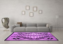 Machine Washable Abstract Purple Modern Area Rugs in a Living Room, wshabs4997pur