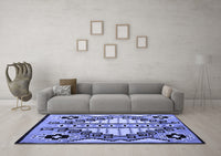 Machine Washable Abstract Blue Modern Rug, wshabs4997blu