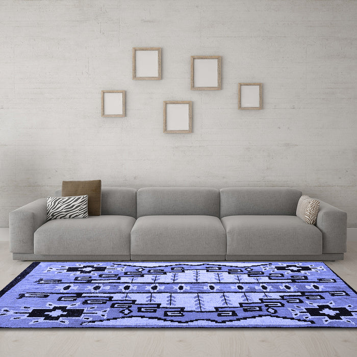 Machine Washable Abstract Blue Modern Rug in a Living Room, wshabs4997blu