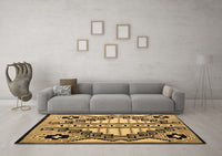 Machine Washable Abstract Brown Modern Rug, wshabs4997brn