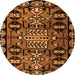 Round Abstract Orange Modern Rug, abs4998org