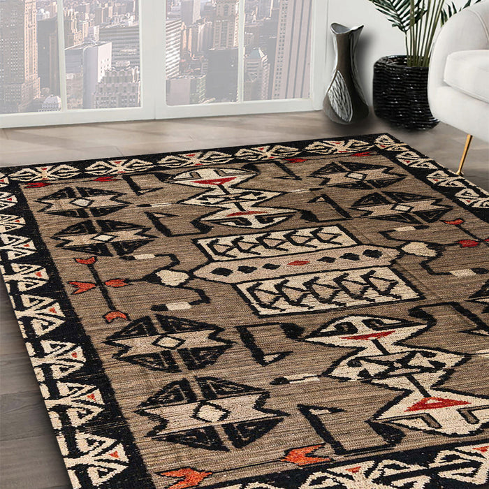 Machine Washable Abstract Orange Brown Rug in a Family Room, wshabs4998
