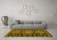 Machine Washable Abstract Yellow Modern Rug, wshabs4998yw