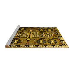 Sideview of Machine Washable Abstract Yellow Modern Rug, wshabs4998yw