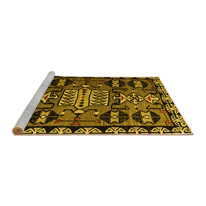 Sideview of Machine Washable Abstract Yellow Modern Rug, wshabs4998yw