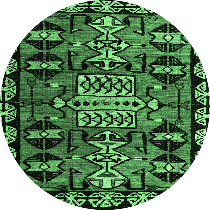 Round Abstract Emerald Green Modern Rug, abs4998emgrn