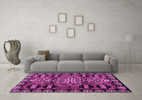 Machine Washable Abstract Pink Modern Rug, wshabs4998pnk