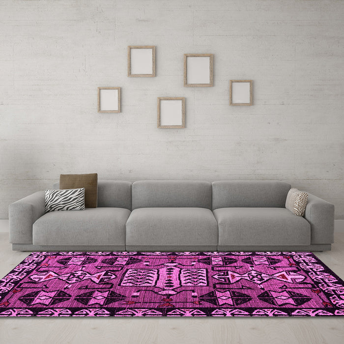 Machine Washable Abstract Pink Modern Rug in a Living Room, wshabs4998pnk