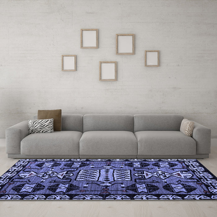 Machine Washable Abstract Blue Modern Rug in a Living Room, wshabs4998blu