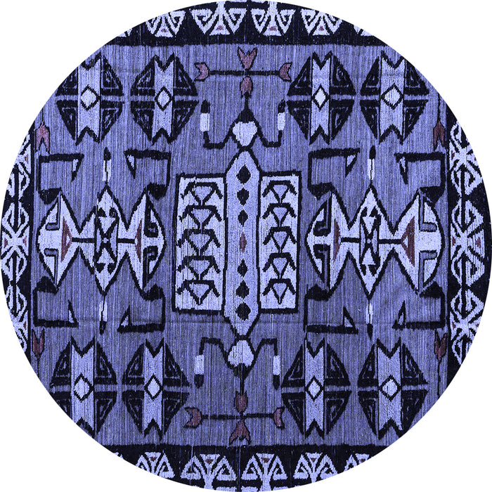 Round Machine Washable Abstract Blue Modern Rug, wshabs4998blu