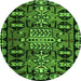 Round Abstract Green Modern Rug, abs4998grn