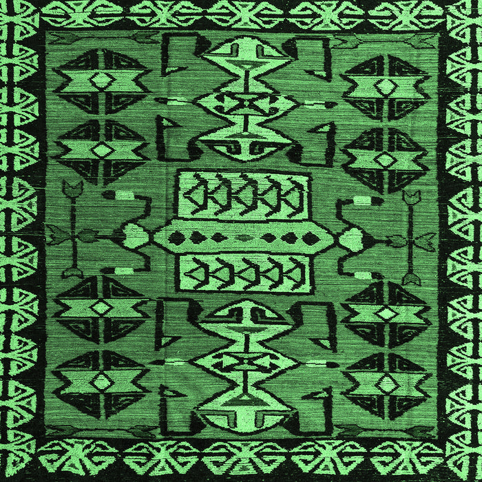Square Machine Washable Abstract Emerald Green Modern Area Rugs, wshabs4998emgrn