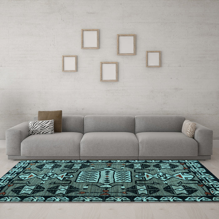 Machine Washable Abstract Light Blue Modern Rug in a Living Room, wshabs4998lblu