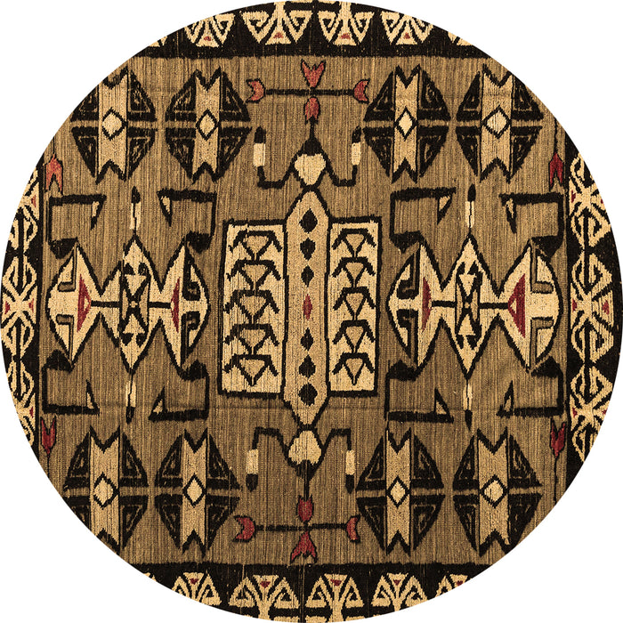 Round Abstract Brown Modern Rug, abs4998brn