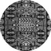 Round Machine Washable Abstract Gray Modern Rug, wshabs4998gry