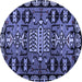 Round Abstract Blue Modern Rug, abs4998blu