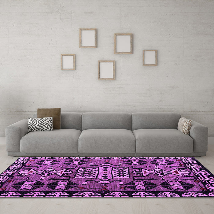 Machine Washable Abstract Purple Modern Area Rugs in a Living Room, wshabs4998pur