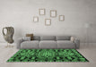 Machine Washable Abstract Emerald Green Modern Area Rugs in a Living Room,, wshabs4998emgrn