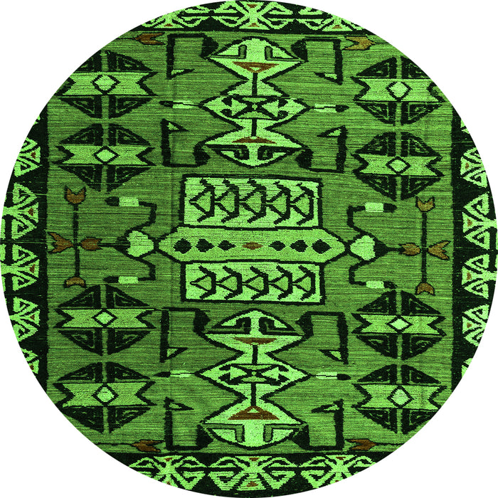 Round Machine Washable Abstract Green Modern Area Rugs, wshabs4998grn