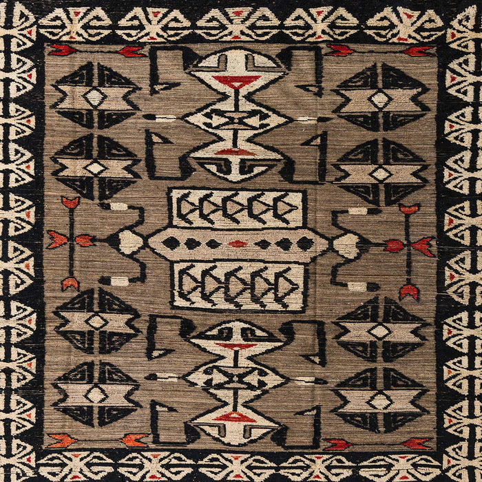 Square Abstract Orange Brown Modern Rug, abs4998