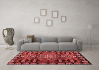 Machine Washable Abstract Red Modern Rug, wshabs4998red