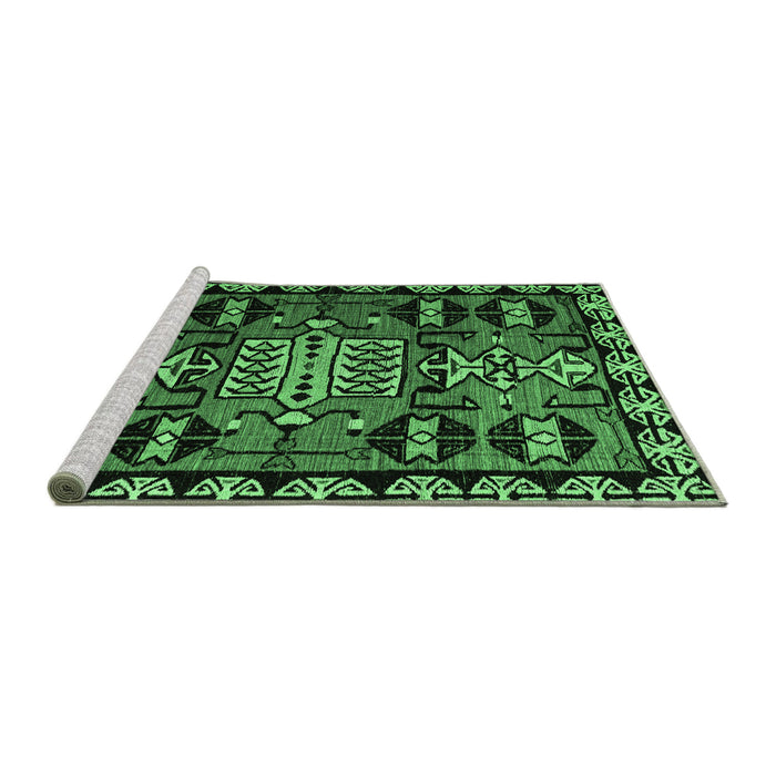 Sideview of Machine Washable Abstract Emerald Green Modern Area Rugs, wshabs4998emgrn