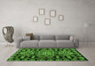 Machine Washable Abstract Green Modern Area Rugs in a Living Room,, wshabs4998grn