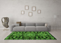 Machine Washable Abstract Green Modern Rug, wshabs4998grn