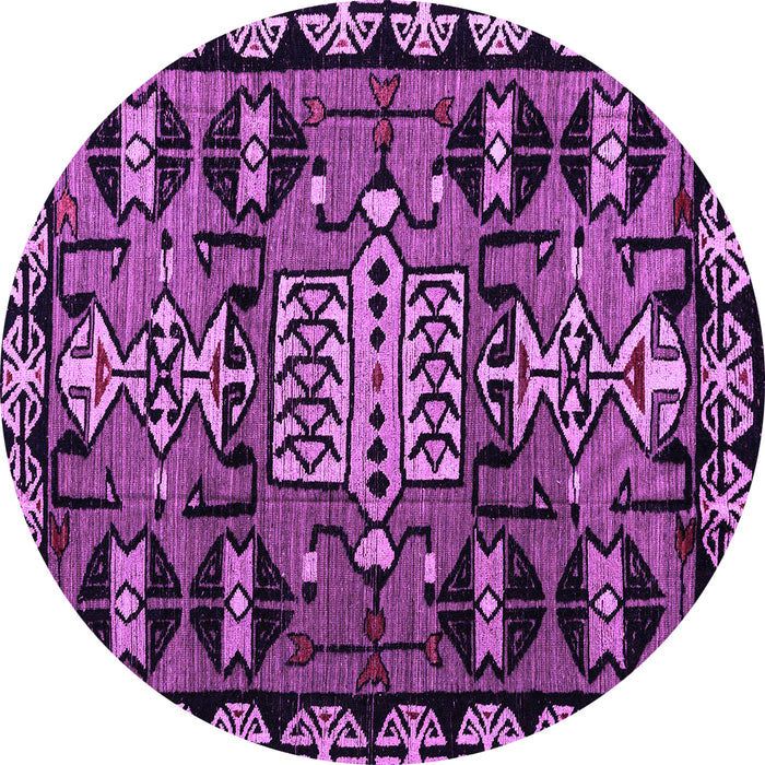 Round Machine Washable Abstract Purple Modern Area Rugs, wshabs4998pur