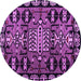 Round Machine Washable Abstract Purple Modern Area Rugs, wshabs4998pur