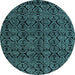 Round Abstract Light Blue Modern Rug, abs4999lblu