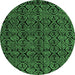 Round Abstract Emerald Green Modern Rug, abs4999emgrn