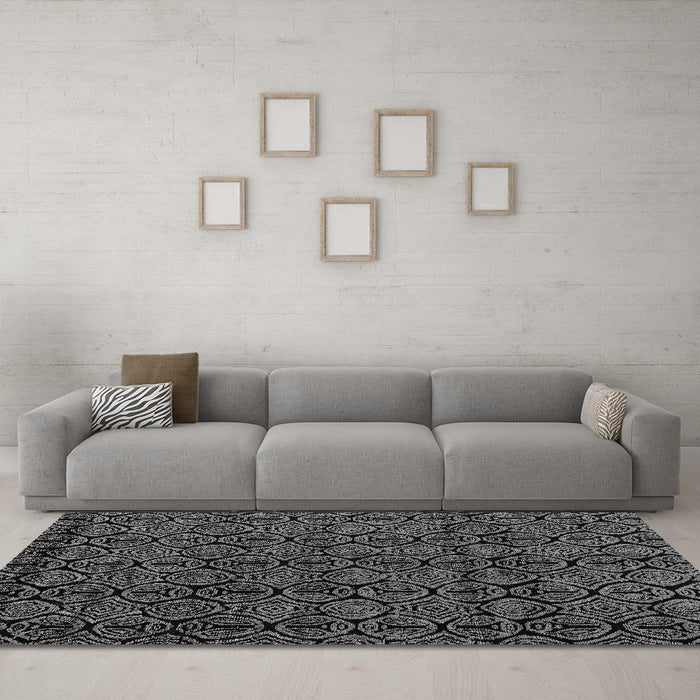 Machine Washable Abstract Gray Modern Rug in a Living Room,, wshabs4999gry