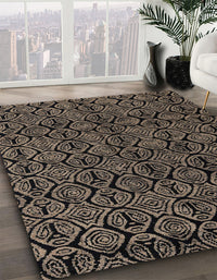 Abstract Dark Almond Brown Modern Rug, abs4999