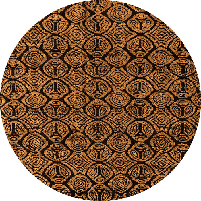 Round Machine Washable Abstract Orange Modern Area Rugs, wshabs4999org