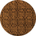 Round Machine Washable Abstract Orange Modern Area Rugs, wshabs4999org