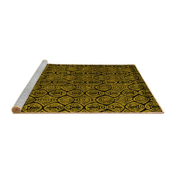 Sideview of Machine Washable Abstract Yellow Modern Rug, wshabs4999yw